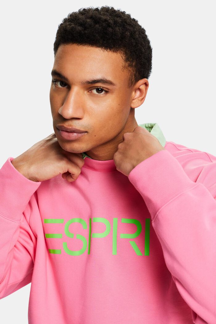 Uniseks sweatshirt van katoen-fleece met logo, PINK FUCHSIA, detail image number 4