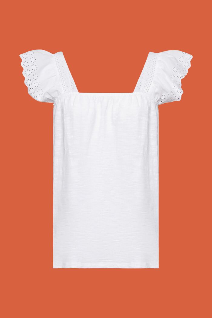 Jersey T-shirt met geborduurde mouwen, WHITE, detail image number 5