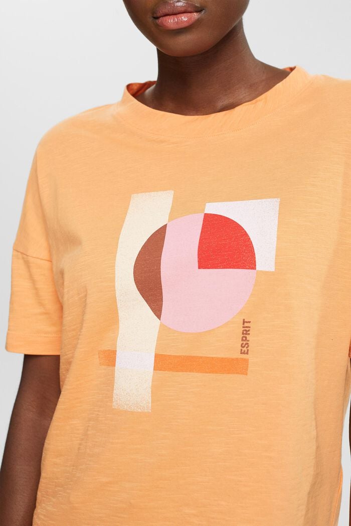 Katoenen T-shirt met geometrische print, GOLDEN ORANGE, detail image number 2