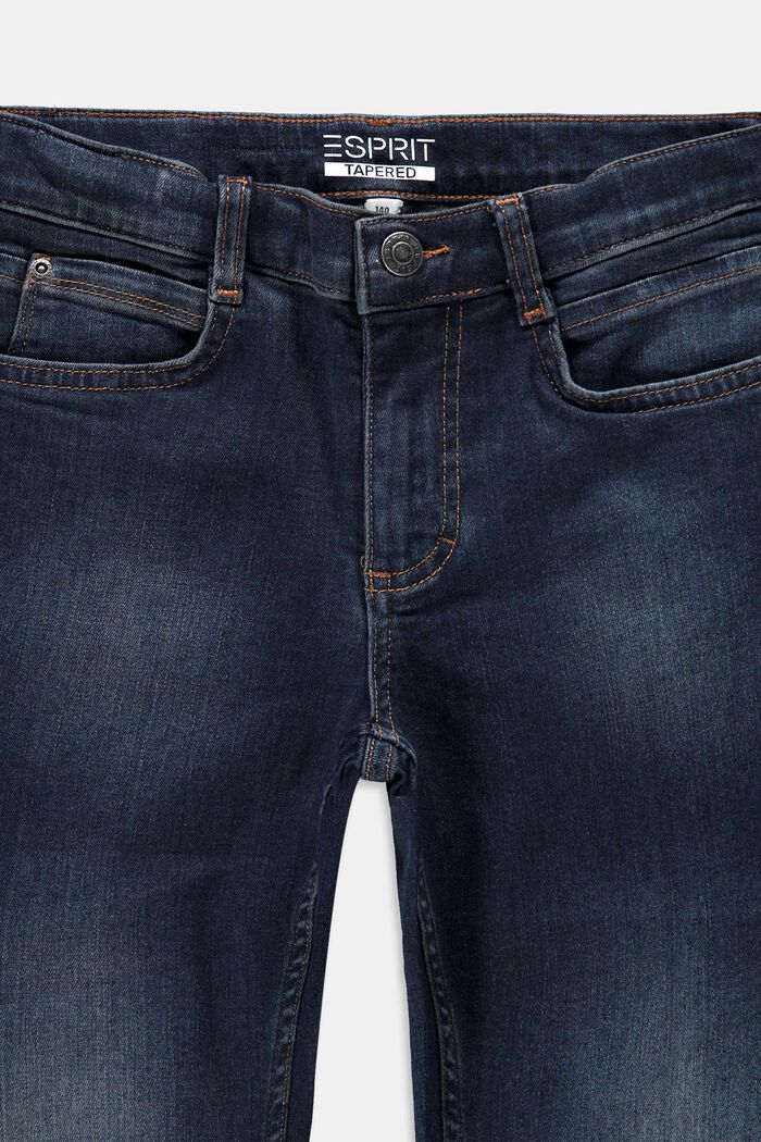 Toelopende jeans met verstelbare band, BLUE BLACK WASHED, detail image number 2