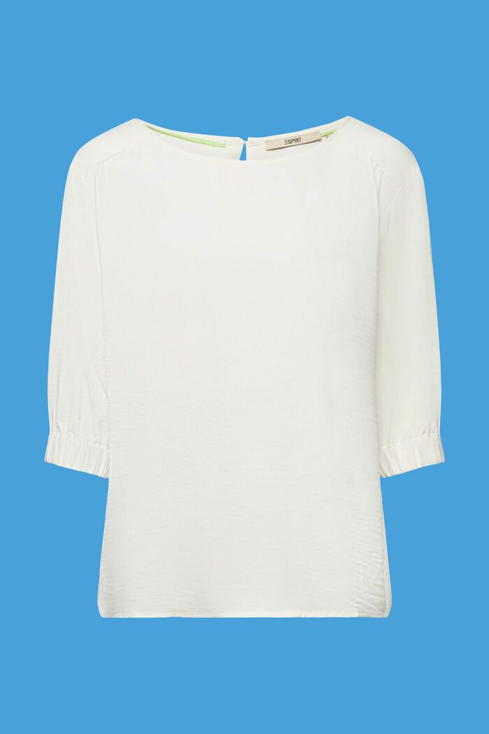Crêpe blouse met elastische mouwboorden, OFF WHITE, detail image number 6