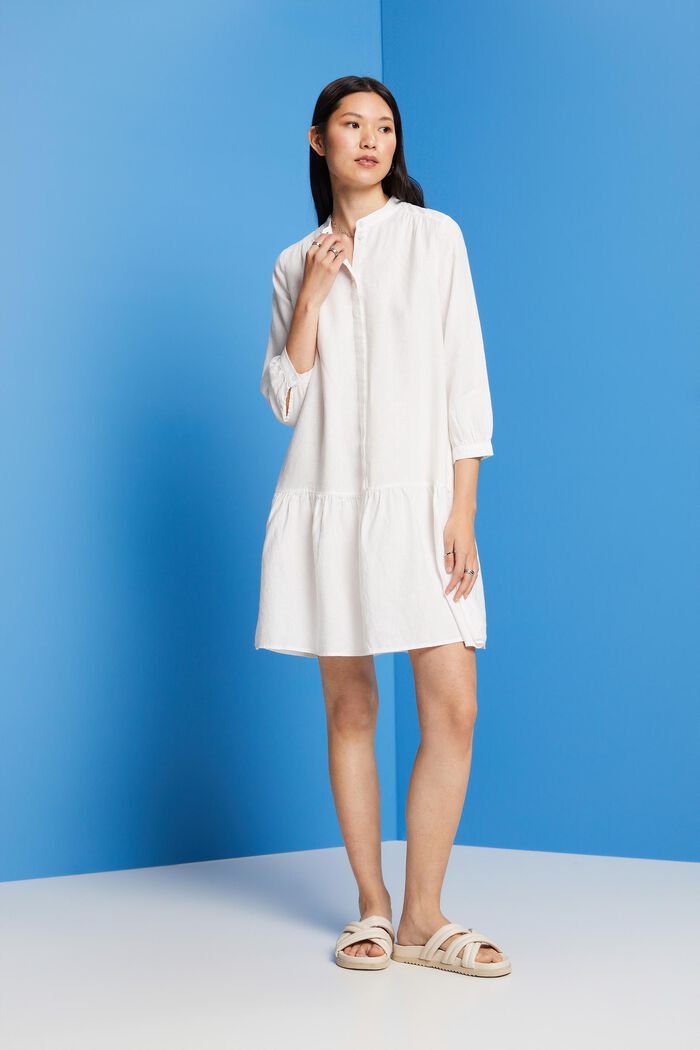 Mini robe-chemise, 100 % lin, WHITE, detail image number 4