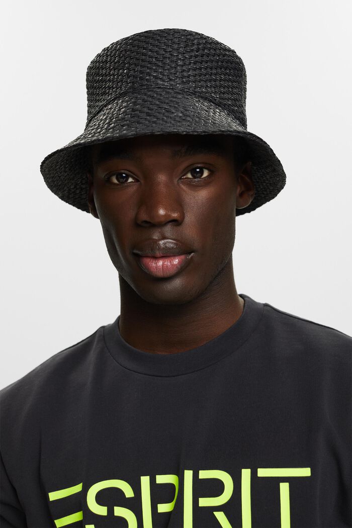 Geweven bucket hat, BLACK, detail image number 2