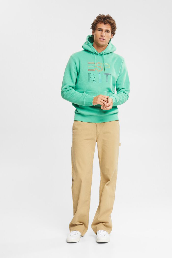 Gerecycled: hoodie met logoborduursel, GREEN, detail image number 4