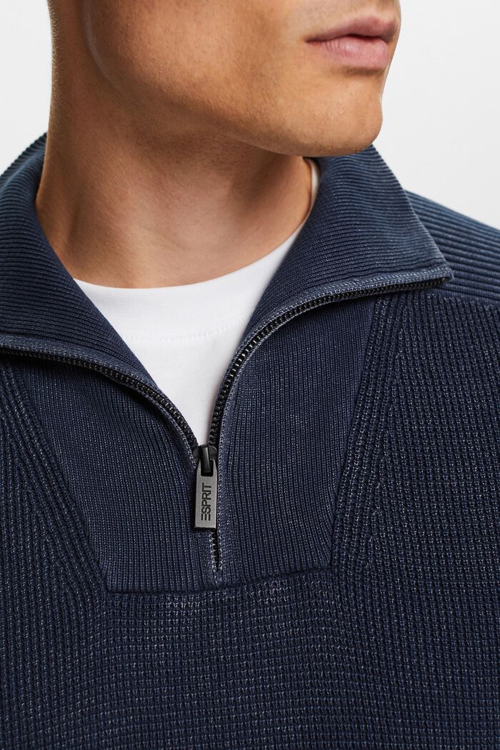 Pull à zip court, 100 % coton, NAVY, detail image number 2