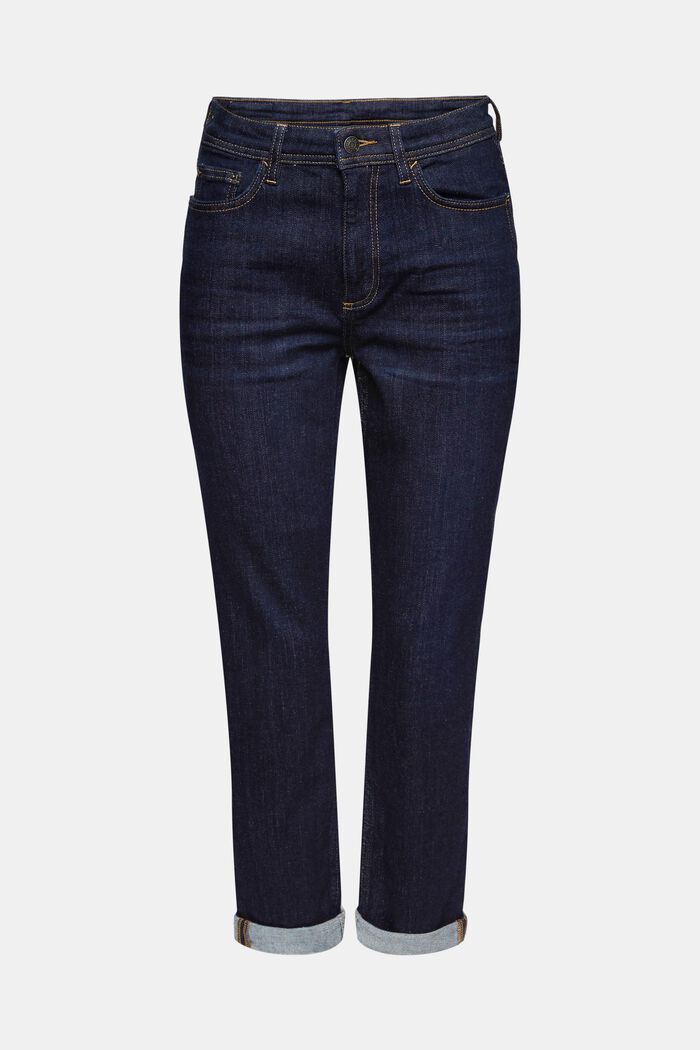 Jean Cropped en coton stretch, BLUE RINSE, overview