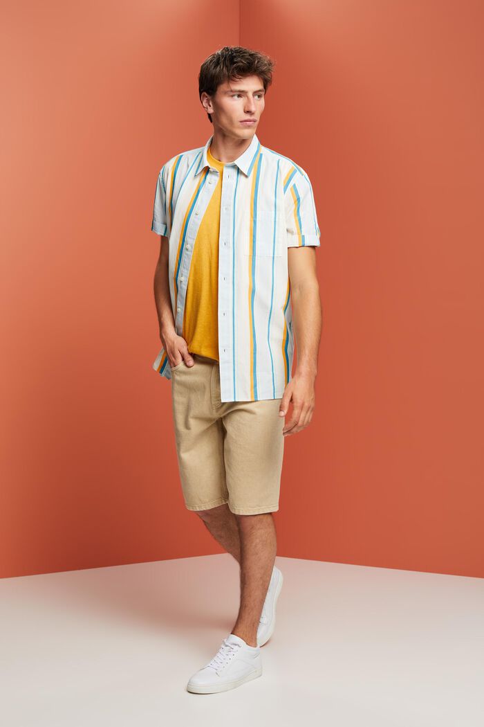 Overhemd met korte mouwen en motief, 100% katoen, TURQUOISE, detail image number 1