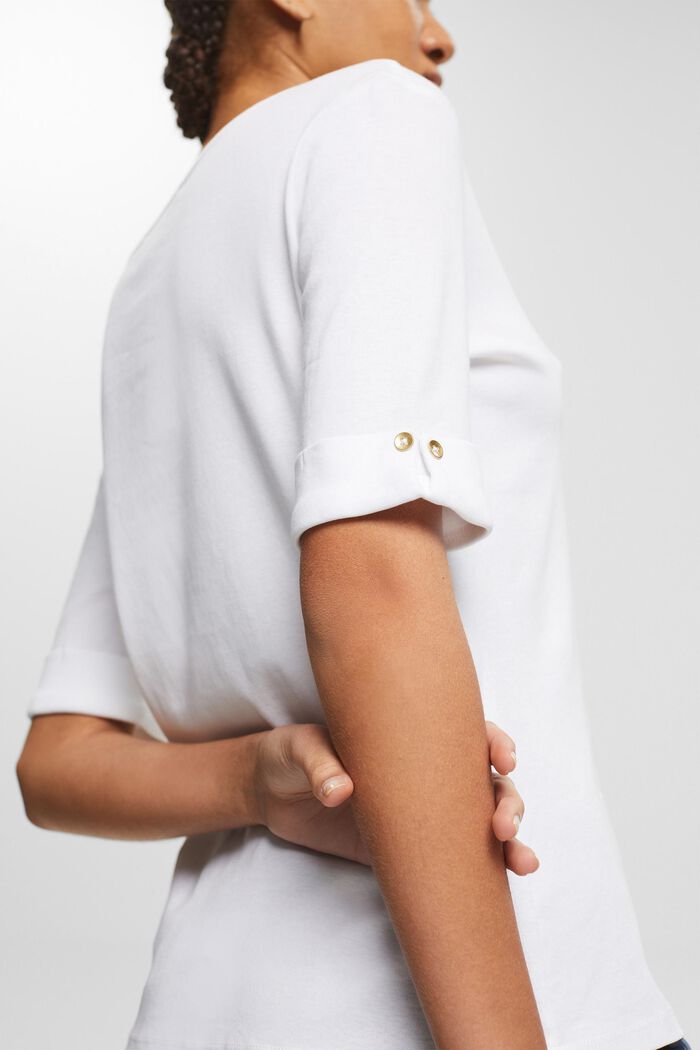 T-shirt van biologisch katoen met vaste omslag, WHITE, detail image number 0