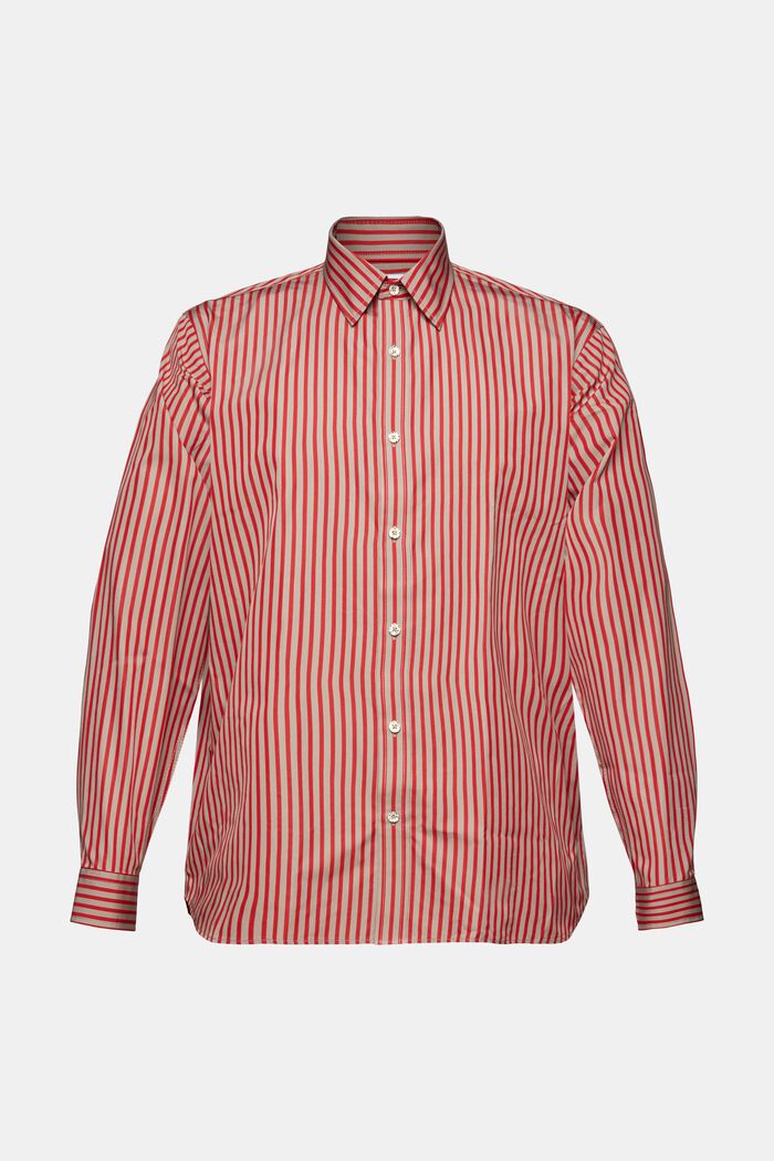 Gestreept overhemd van popeline, DARK RED, detail image number 6