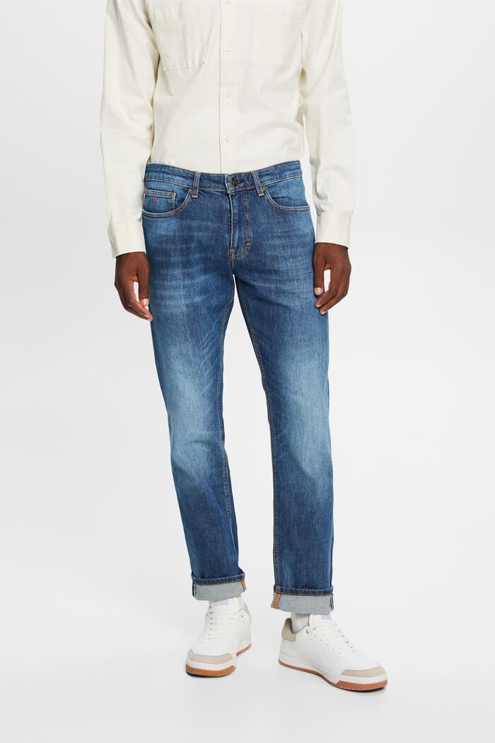 Slim fit jeans met middelhoge taille, BLUE MEDIUM WASHED, detail image number 1
