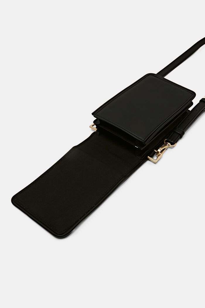 Petit sac crossbody pour téléphone en similicuir, BLACK, detail image number 3