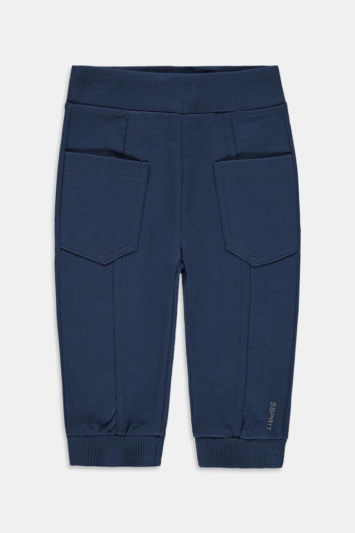 Pantalon molletonné, 100 % coton biologique, PETROL BLUE, detail image number 0