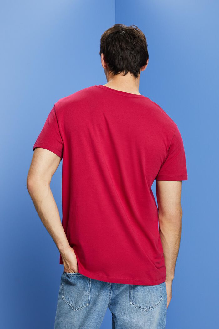 T-shirt van duurzaam katoen met borstzak, DARK PINK, detail image number 3