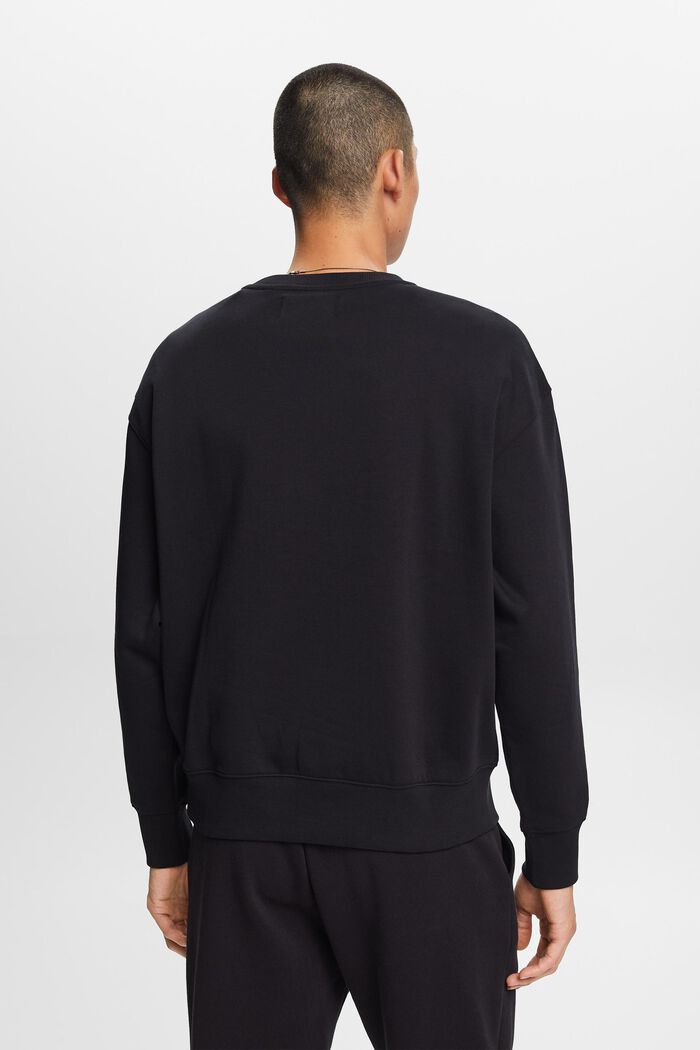 Sweatshirt met logoborduursel, BLACK, detail image number 3