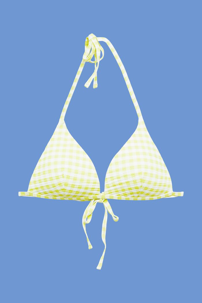 Gevoerde bikinitop met halternek, LIME YELLOW, detail image number 4