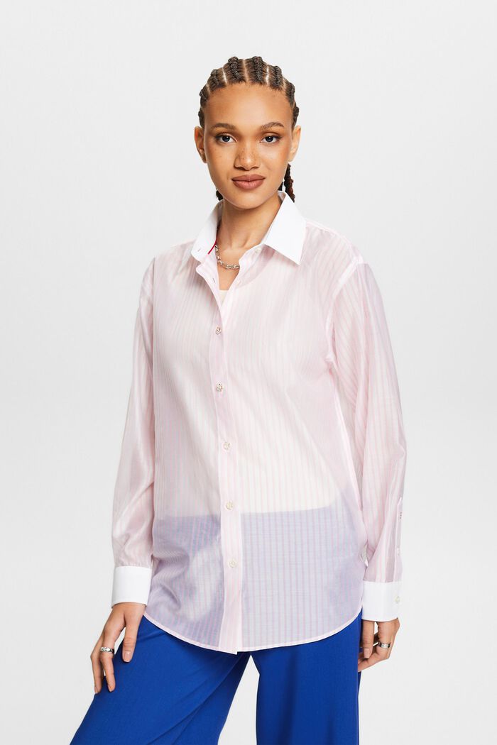Chemise transparente rayée à col boutonné, PASTEL PINK, detail image number 0