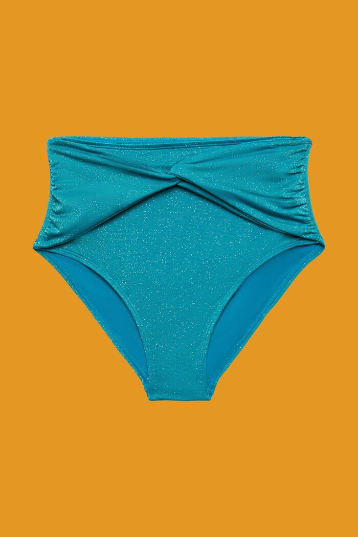 Glinsterend bikinibroekje met hoge taille, TEAL BLUE, detail image number 3