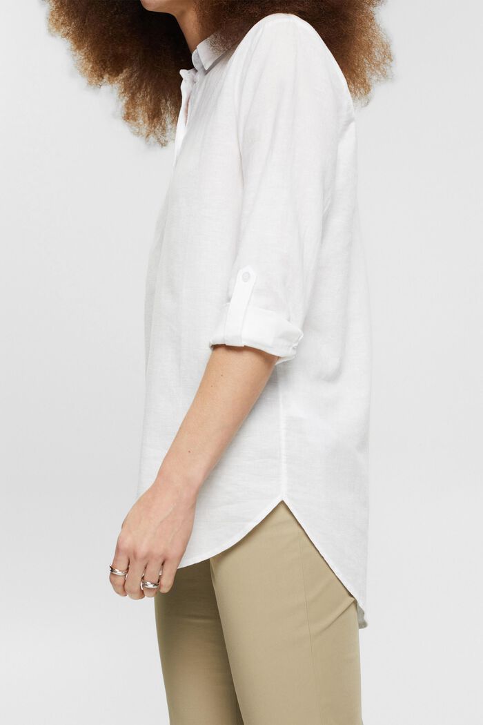 Oversized blouse van een linnenmix, WHITE, detail image number 0