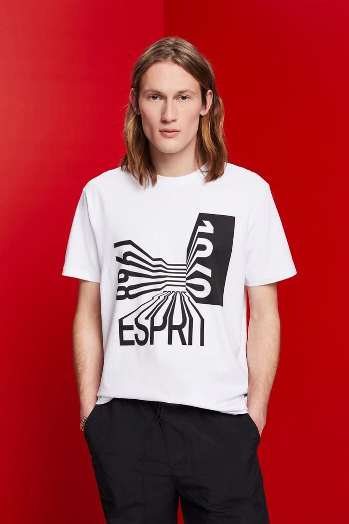 Katoenen T-shirt met print, WHITE, detail image number 0