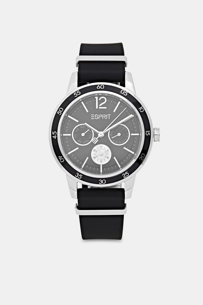 Multifunctioneel horloge met rubberen bandje, BLACK, detail image number 0
