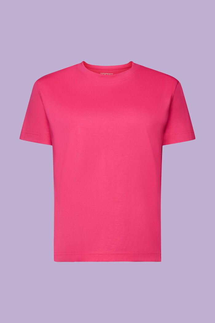 T-shirt van pimakatoen met ronde hals, PINK FUCHSIA, detail image number 6