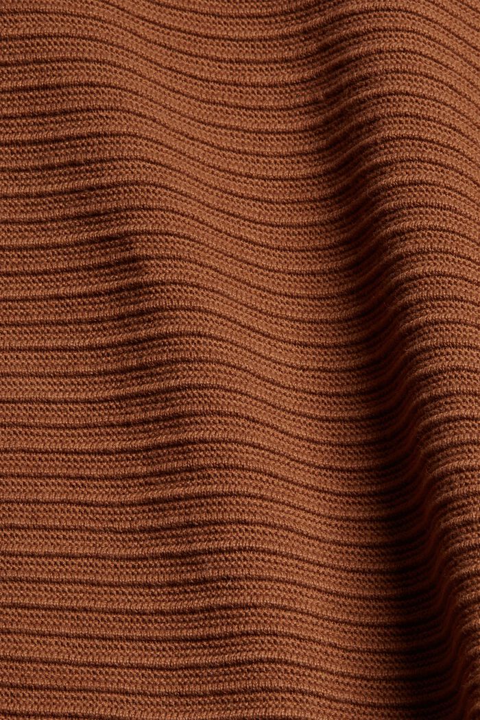 Cardigan côtelé ouvert, en coton biologique, TOFFEE, detail image number 4