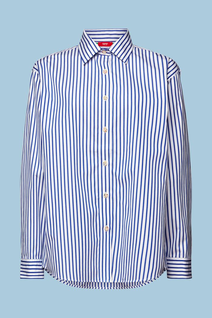 Gestreept overhemd van popeline, BRIGHT BLUE, detail image number 6