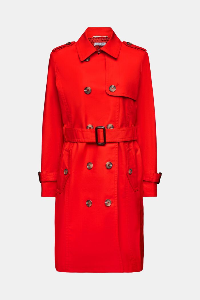 Trench-coat à boutonnage croisé et ceinture, RED, detail image number 6