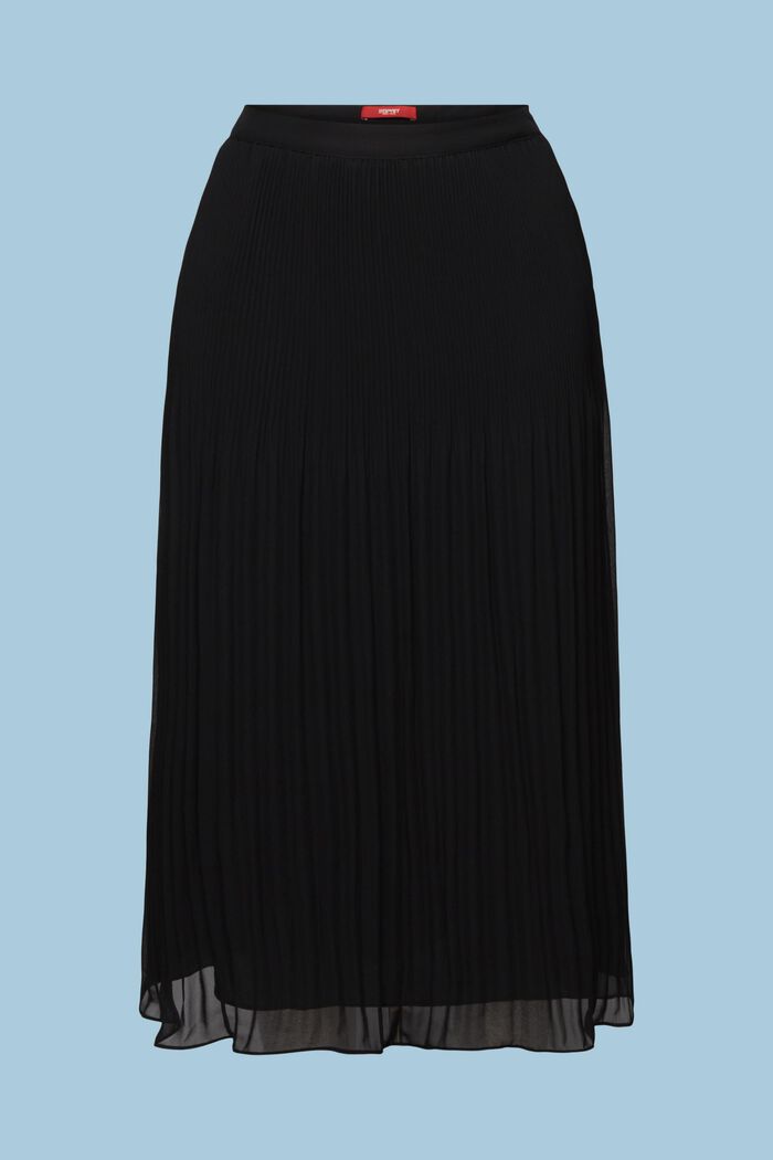 Jupe plissée longueur midi en mousseline, BLACK, detail image number 6