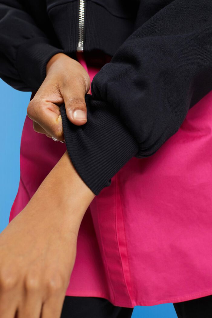 Sweat à capuche zippé de coupe courte, BLACK, detail image number 4