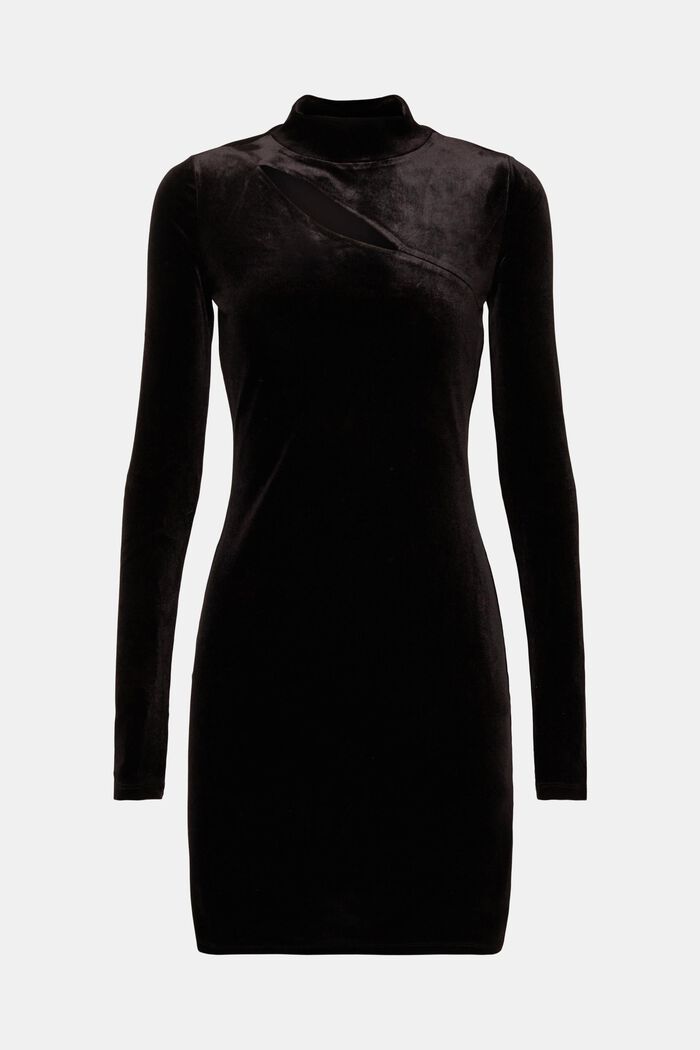 Fluwelen jurk met cut-out, BLACK, detail image number 2