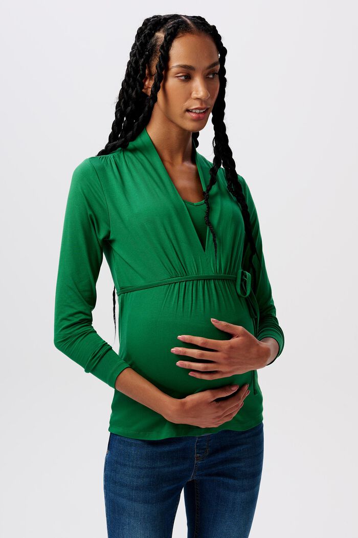 Zwangerschapslongsleeve met V-hals, EVERGREEN, detail image number 0