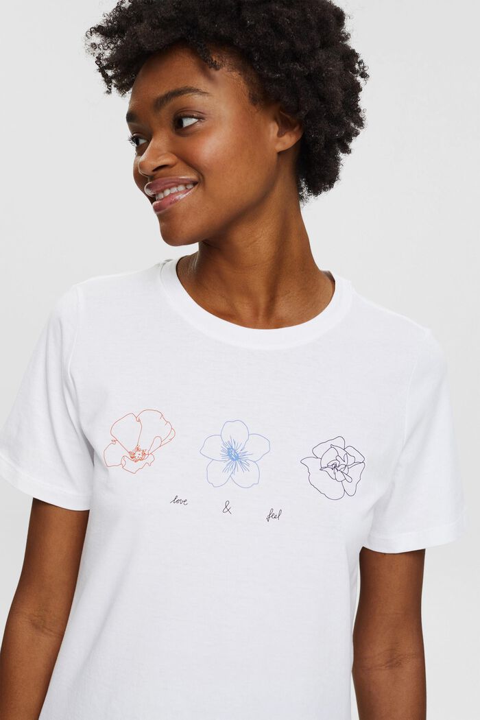 T-shirt à imprimé, 100 % bio coton, WHITE, overview
