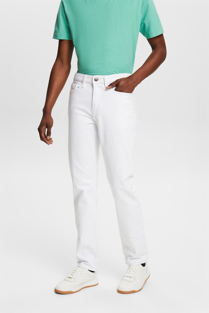 Slim fit jeans met middelhoge taille, WHITE, detail image number 0