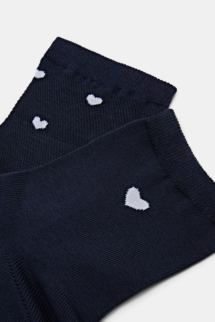 Set van 2 paar sokken met hartjesprint, SPACE BLUE, detail image number 2