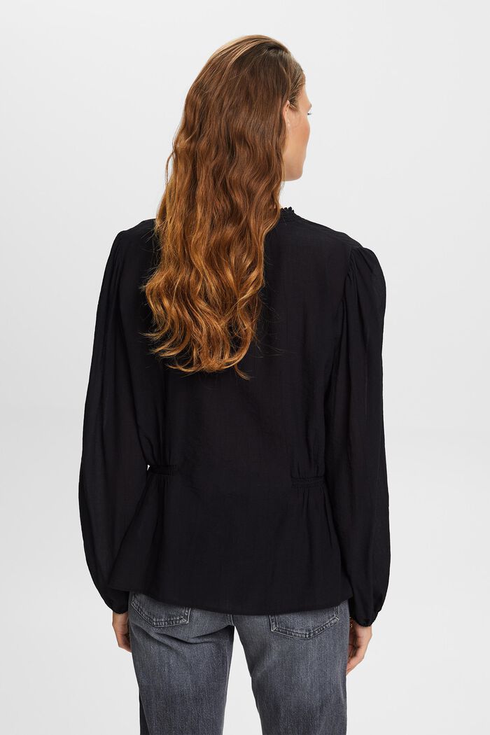 Crêpe blouse met V-hals, BLACK, detail image number 3