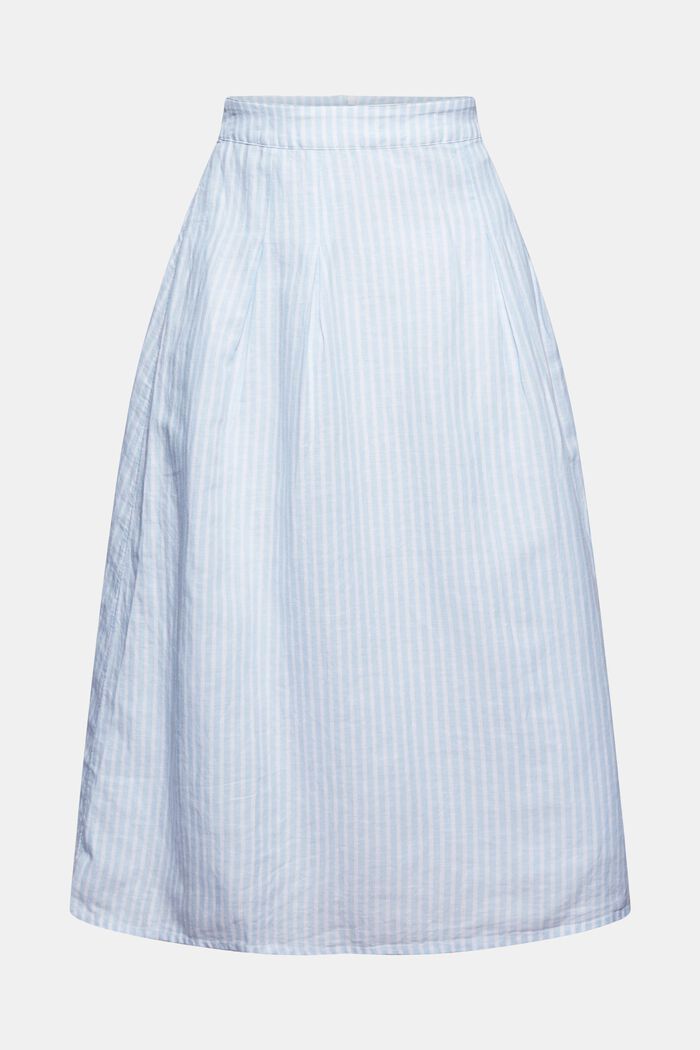 En lin mélangé : la jupe longueur midi à rayures, LIGHT BLUE, detail image number 8