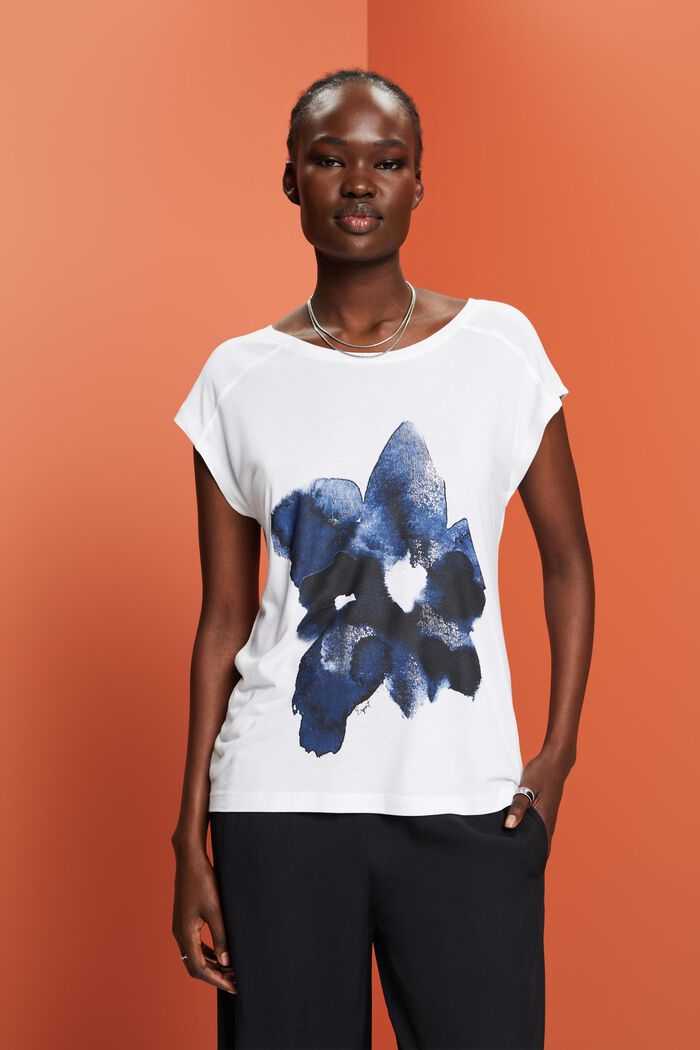 T-shirt met print, LENZING™ ECOVERO™, WHITE, detail image number 0