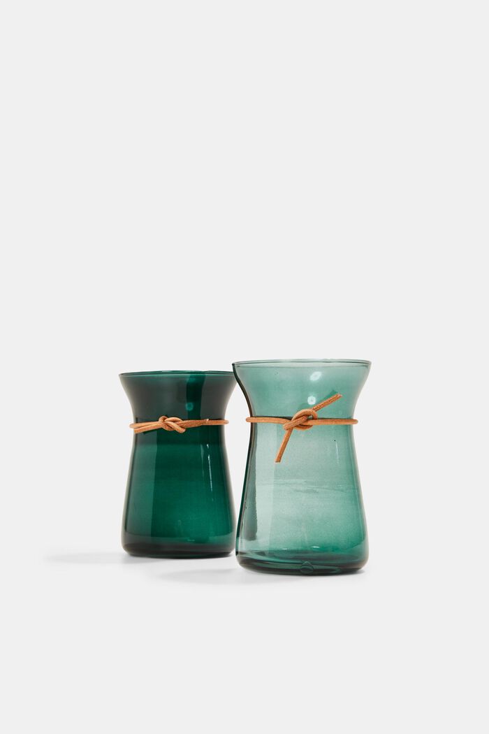 Lot de 2 vases ornés d'un lien en cuir, AQUA, detail image number 0