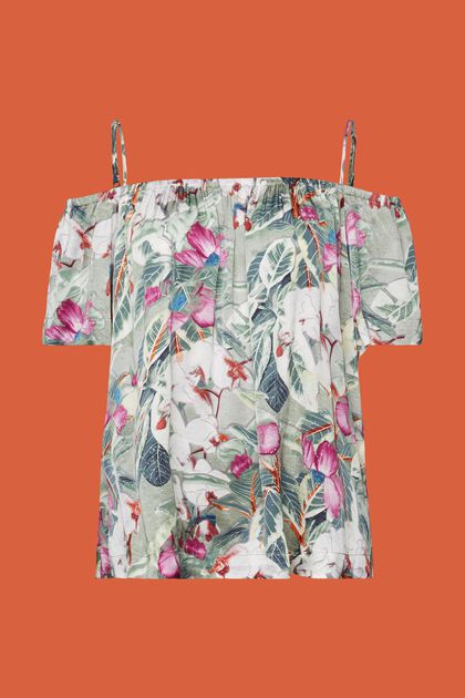 Off-the-shoulder blouse met print