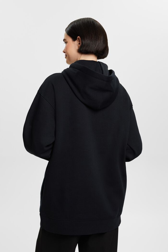 Oversized hoodie van katoenen fleece, BLACK, detail image number 3
