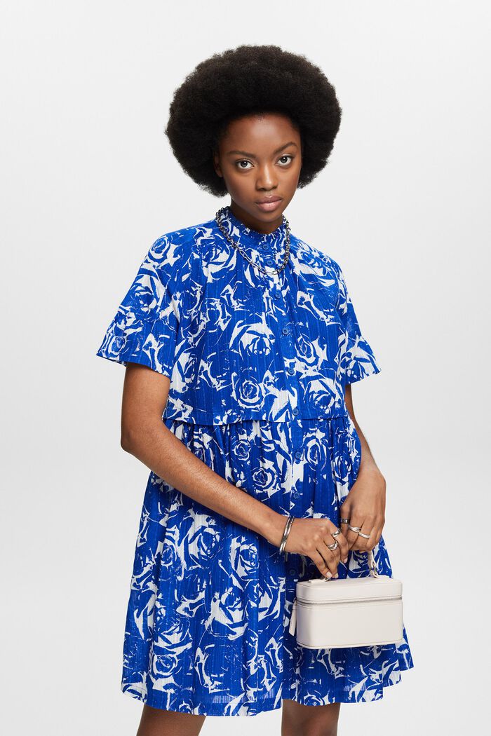 A-lijn mini-jurk met print, BRIGHT BLUE, detail image number 0