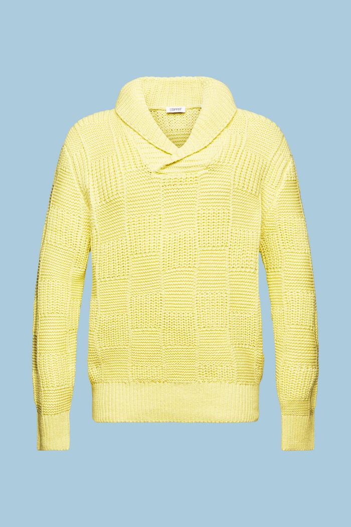 Pull châle en maille épaisse, LIME YELLOW, detail image number 7