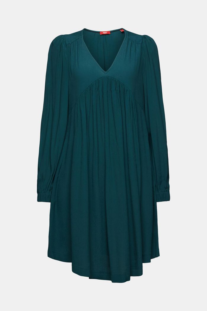 Chiffon mini-jurk met crinkles, EMERALD GREEN, detail image number 6