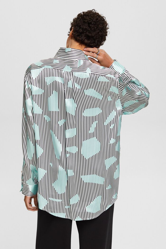 Zijden overhemd met knoopsluiting en print, LIGHT AQUA GREEN, detail image number 3