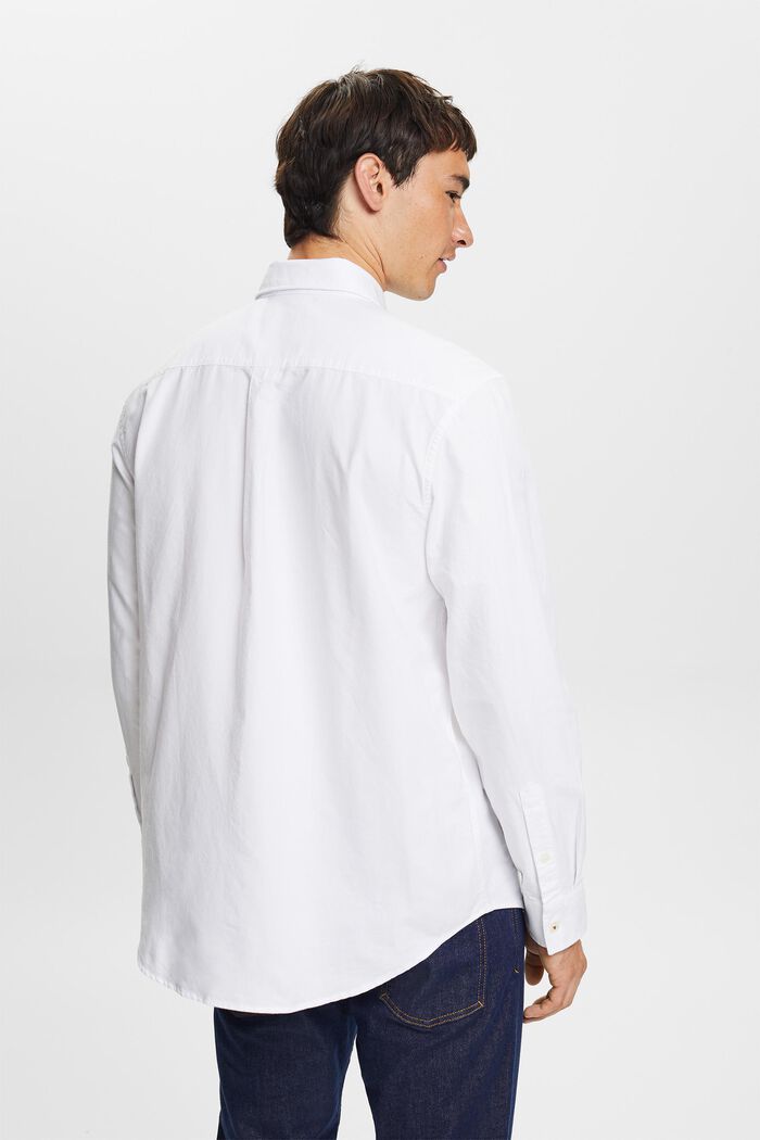 Buttondown-overhemd van katoen-popeline, WHITE, detail image number 4