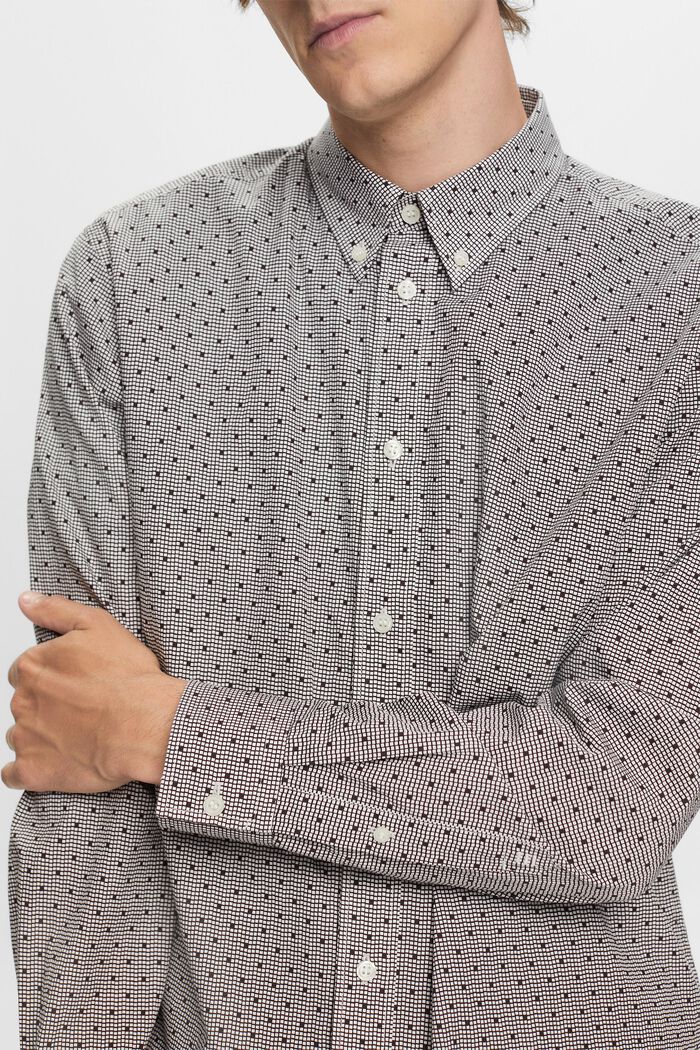 Chemise à col boutonné et motif, 100 % coton, DARK BROWN, detail image number 2