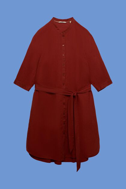 Robe-chemise CURVY à ceinture, mélange de lin et de coton