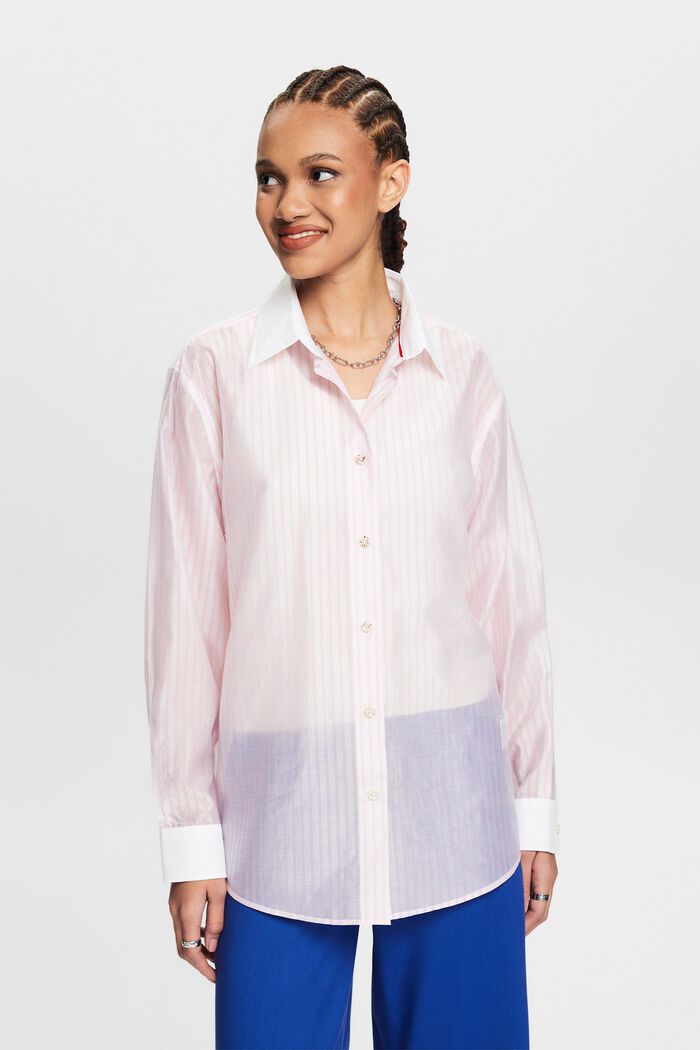 Chemise transparente rayée à col boutonné, PASTEL PINK, detail image number 4