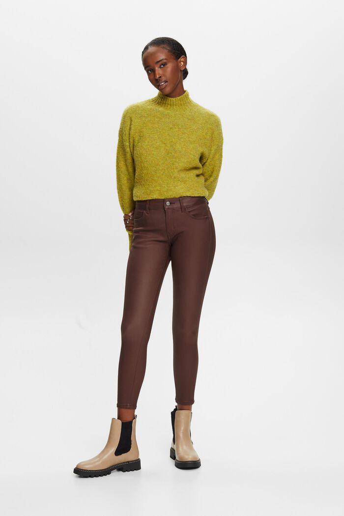 Pantalon enduit coupe Skinny Fit taille mi-haute, BROWN, detail image number 5
